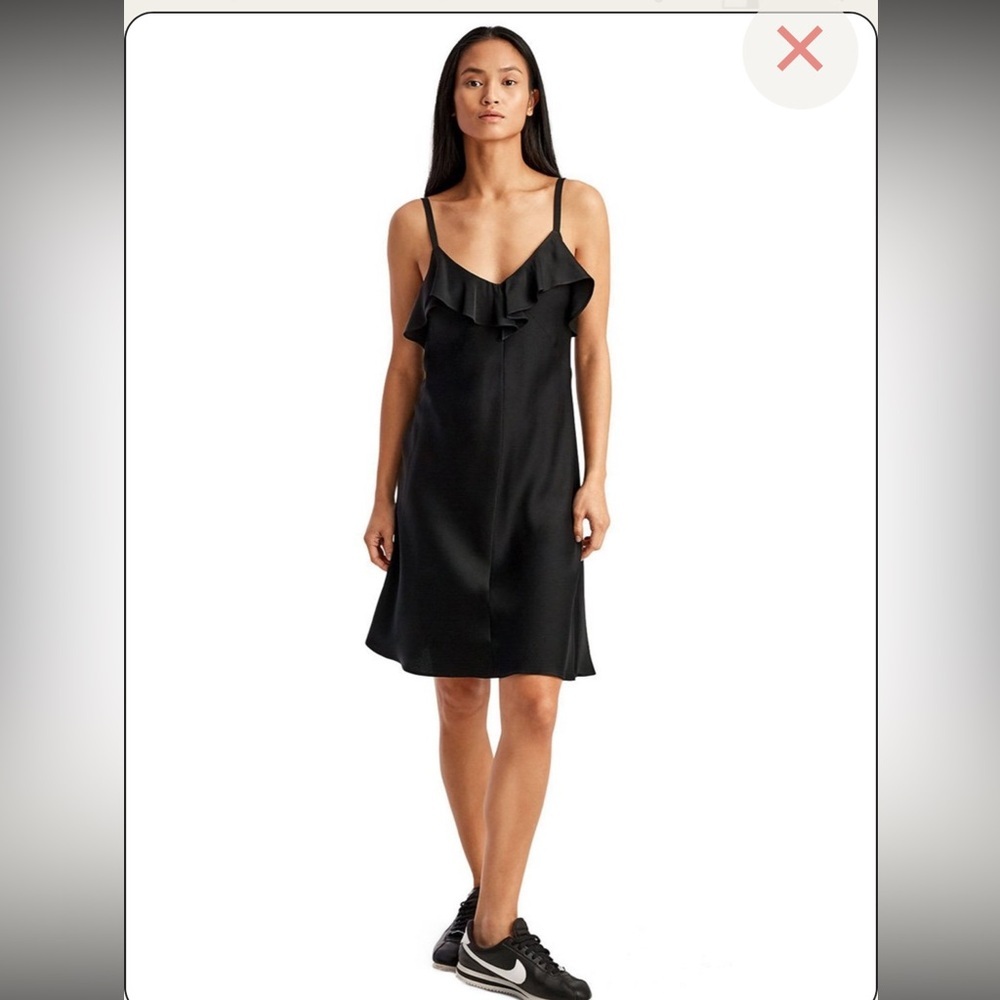 A.L.C. Silk Ruffle 90s mini slip dress spaghetti strap satin grunge elegant lbd